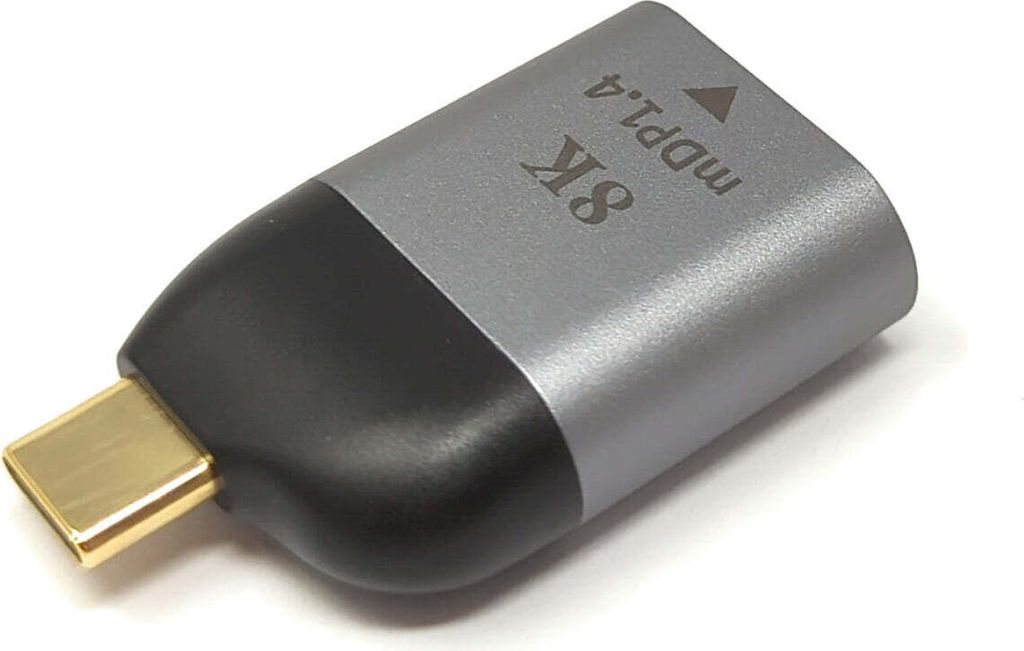 SYSTEM-S DisplayPort Adapter Mini DP Buchse zu USB 3.1 Typ C Stecker 4K Kabel in Grau