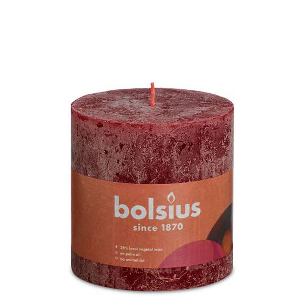 Bolsius Rustik Stumpenkerze Samtrot 100/100mm Produktbild 