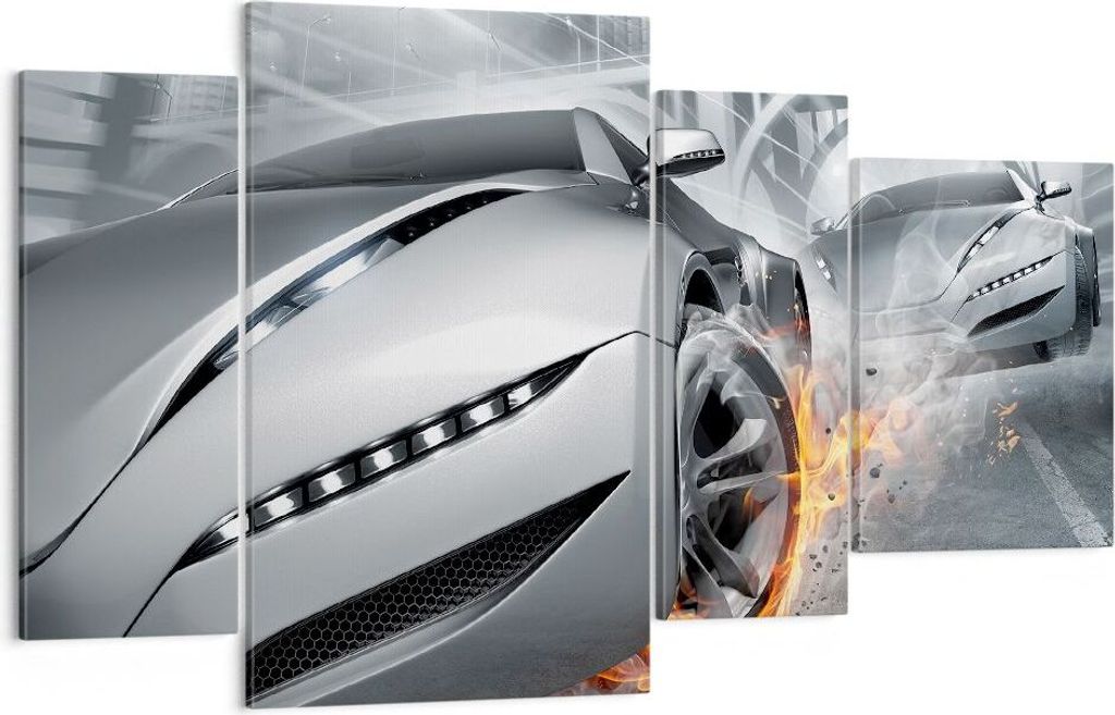 Bild auf Leinwand - Leinwandbild - Sportwagen Sport Rennen Geschwindigkeit - 120x70cm - Wand Bild - Wanddeko - Leinwanddruck - Bilder - Kunstdruck ...