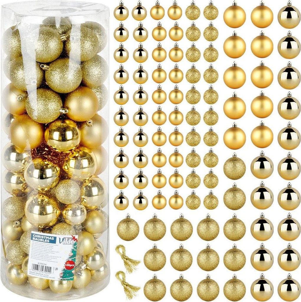 Palline di Natale infrangibili oro 4/6 cm 100 pz. Immagine del prodotto 