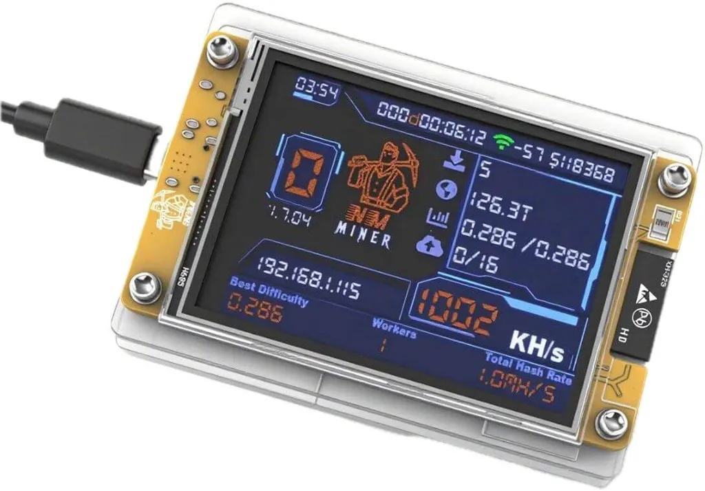 Nerdminer V2 Pro Edition - 980 KH/s Bitcoin Miner - ESP32 Spina UE