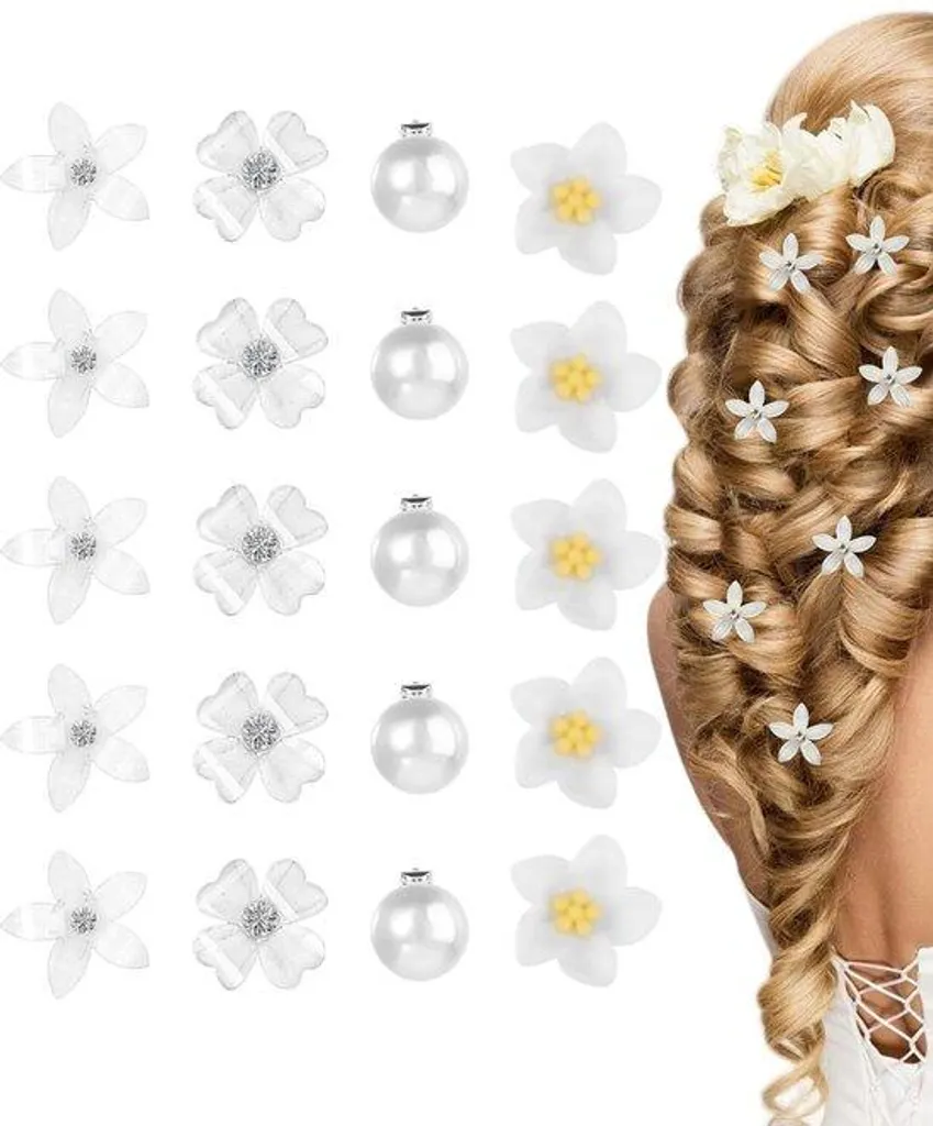 Accessoires de Coiffure pour Fille : Barrettes Fleurs Blanches en Métal