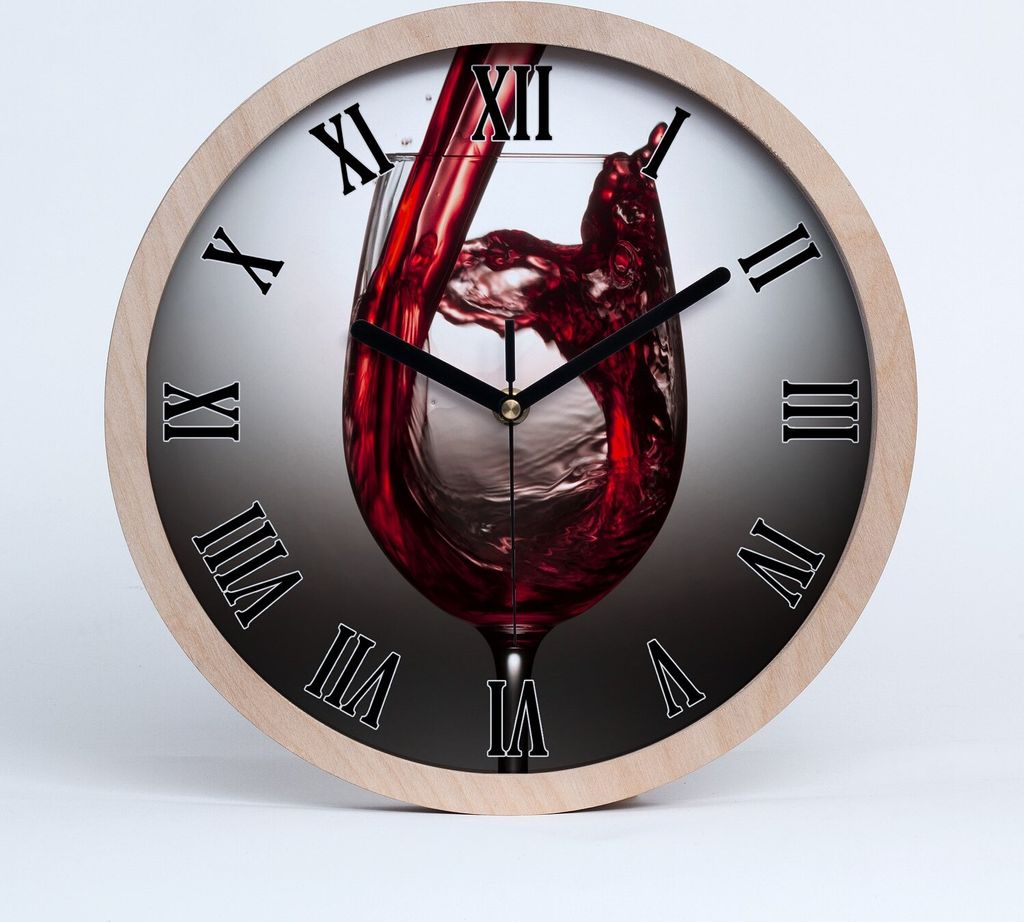 Holzuhr 25fi cm wanduhr - schwarze Spitzen - Rotwein