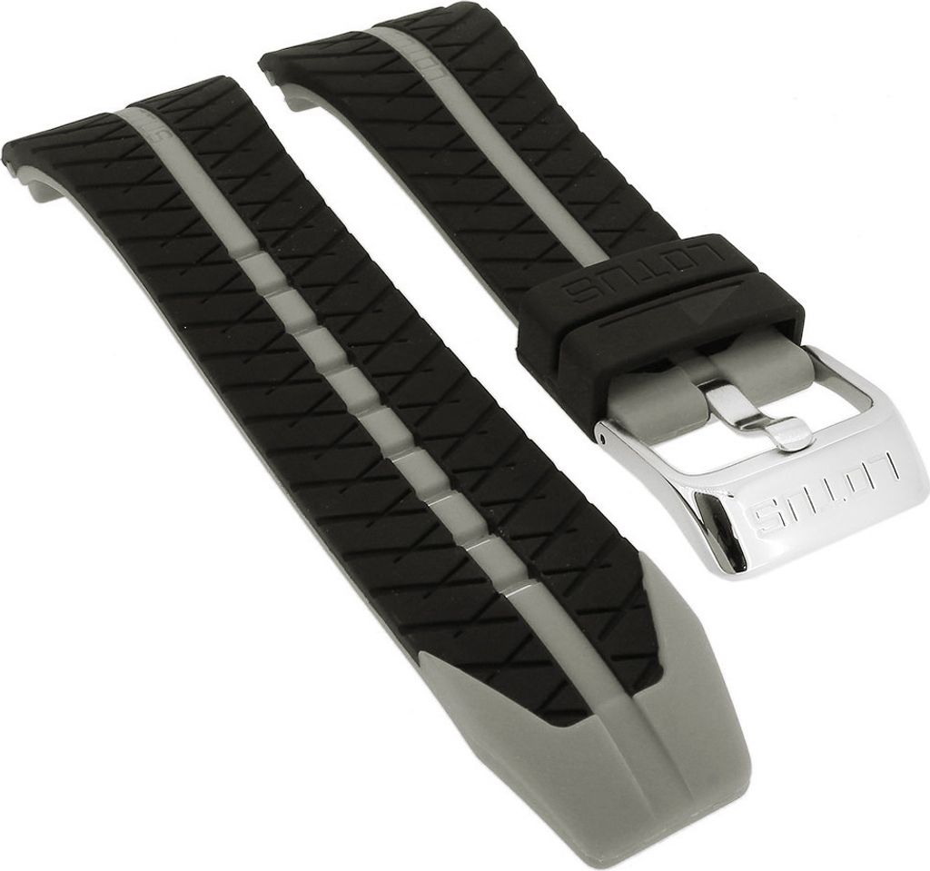 Lotus → Uhrenarmband bicolor Kautschuk grauer Streifen → Produktbild 