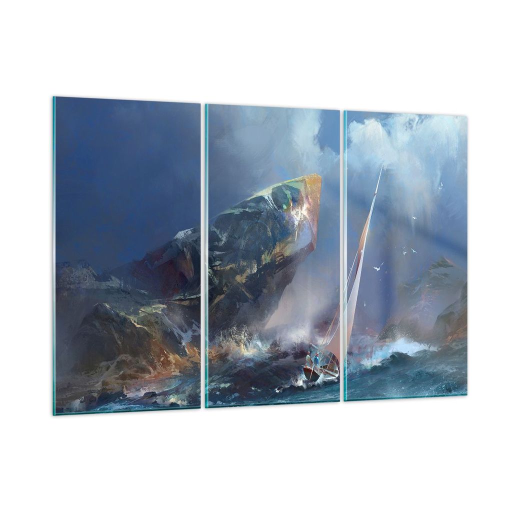 Bilder auf glas - Meer Segelboot - 105x70cm - Glasbilder - Wandbilder - Kunstdruck - zum Aufhängen bereit - Wanddekoration aus Glas - Glas Bilder ...