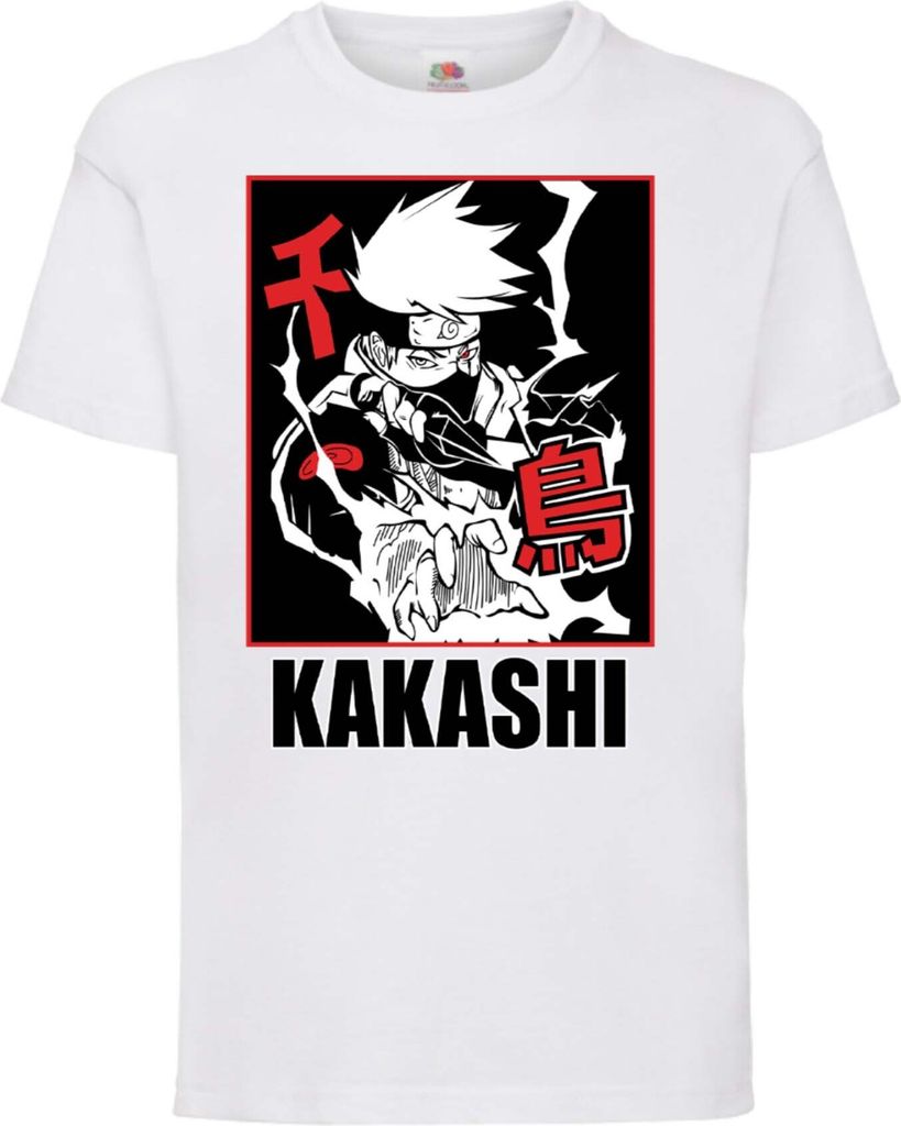 Kinder T-Shirt Naruto Hatake Kakashi 04 Chidori, 3-4 Jahr - 104 / Weiß