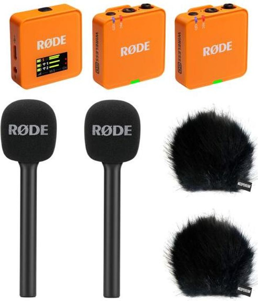 Rode Mikrofon-Funksystem Wireless GO Gen 3 Orange Interview Set 2 BK