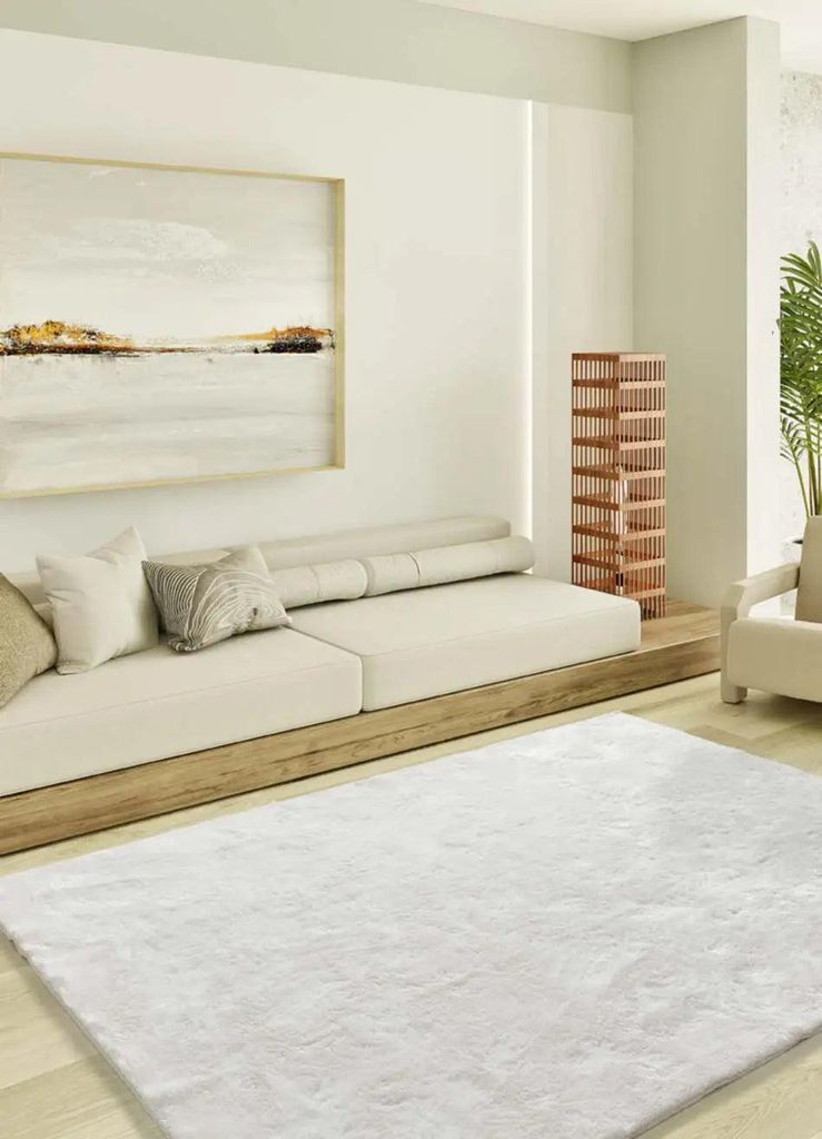 ATTICGO Hochflorteppich ROMA Einfarbig shaggy in Weiß, 160x230 cm