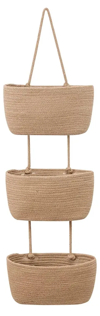Panier mural en corde de coton tressée, 3 étages de rangement durable