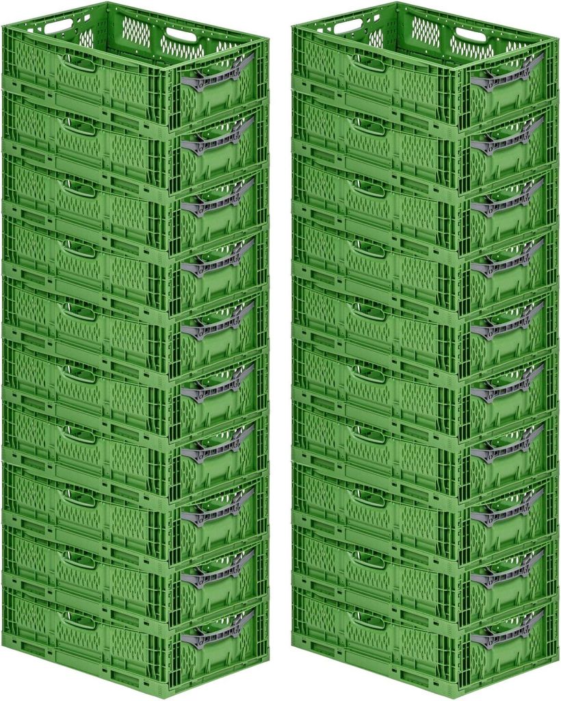 SuperSparSet 20x Stabile Profi-Klappbox Chameleon in Industriequalität | HxBxT 18x40x60cm | 35 Liter | klappbar stapelbar durchbrochen lebensmitte...