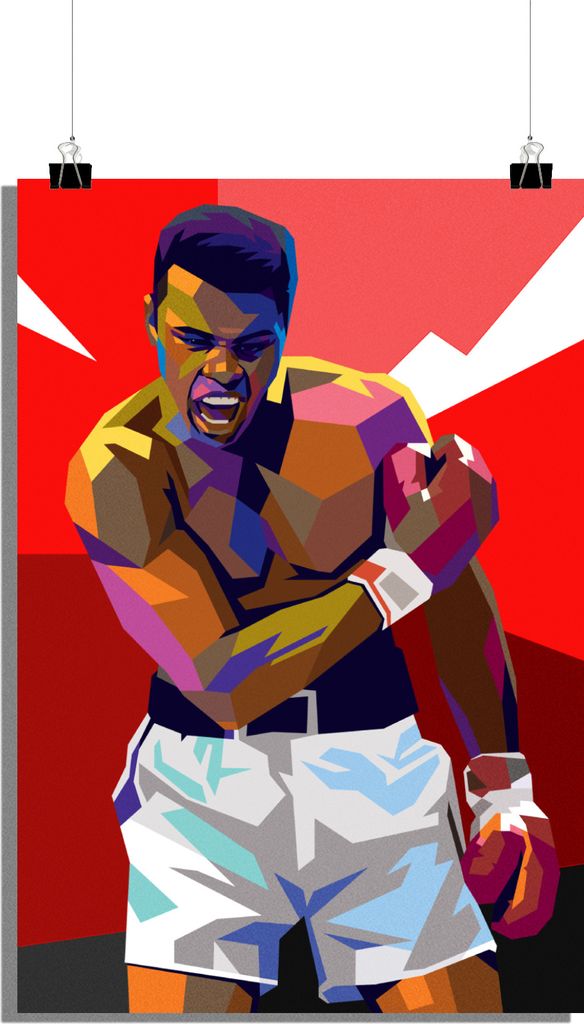 Muhammad Ali Poster - Boxen Poster - Boxlegende Poster - Abstraktes Poster - 61x91cm - Perfekt zum Einrahmen