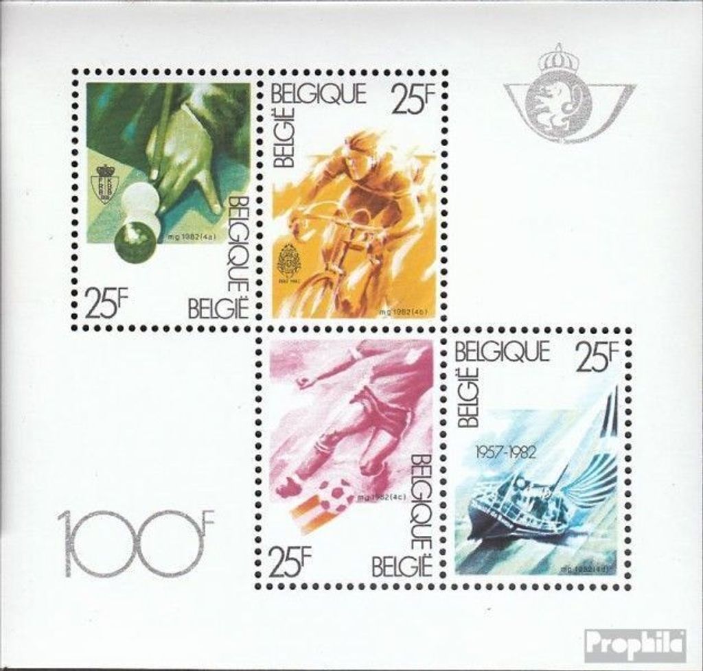 Briefmarken Belgien 1982 Mi Block52 (kompl.Ausg.) postfrisch Breitensport