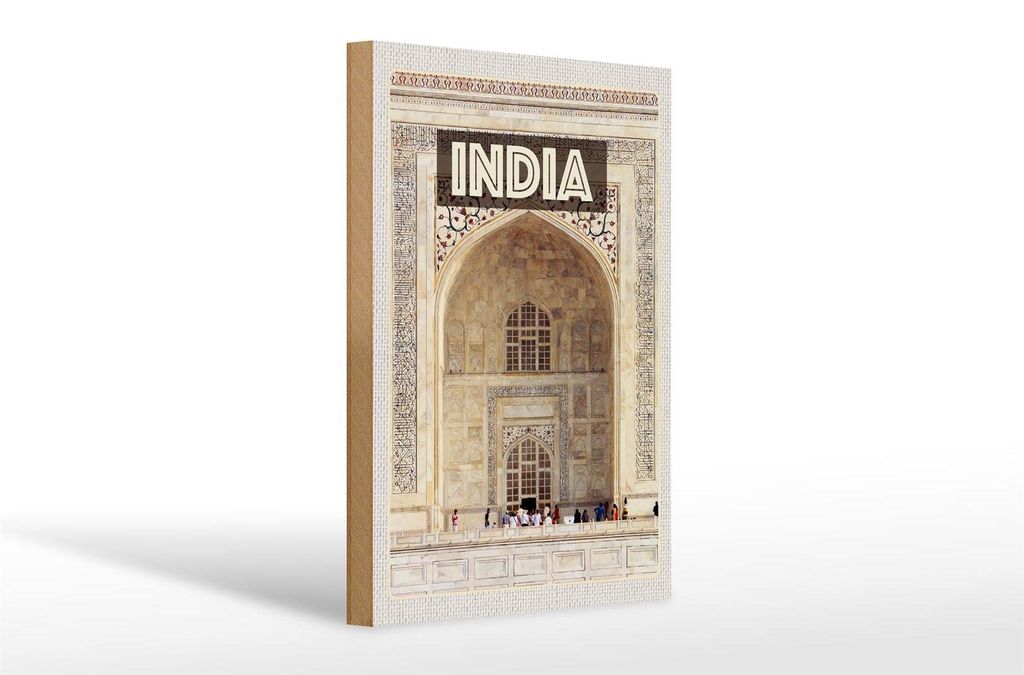 Holzschild Reise 20x30cm Indien Moschee Eingang Islam