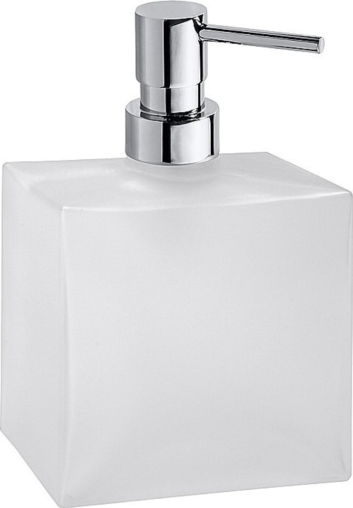 BASA Glasseifenspender Messing Milchglas Chrom 105x160x90 mm, 230 ml für Bad & Küche >> freistehend anwendbar