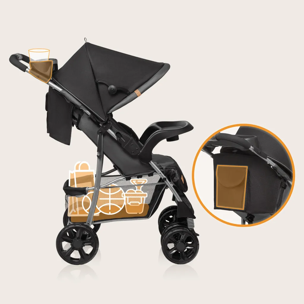 Poussette Lionelo Emma Plus pliable buggy léger et compact jusqu'à 15kg