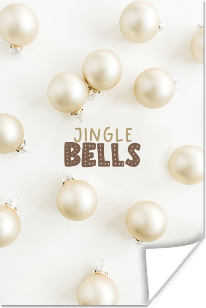 MuchoWow Poster Weihnachtskugeln - Weiß - Perle 80x120 cm - Papierdruck