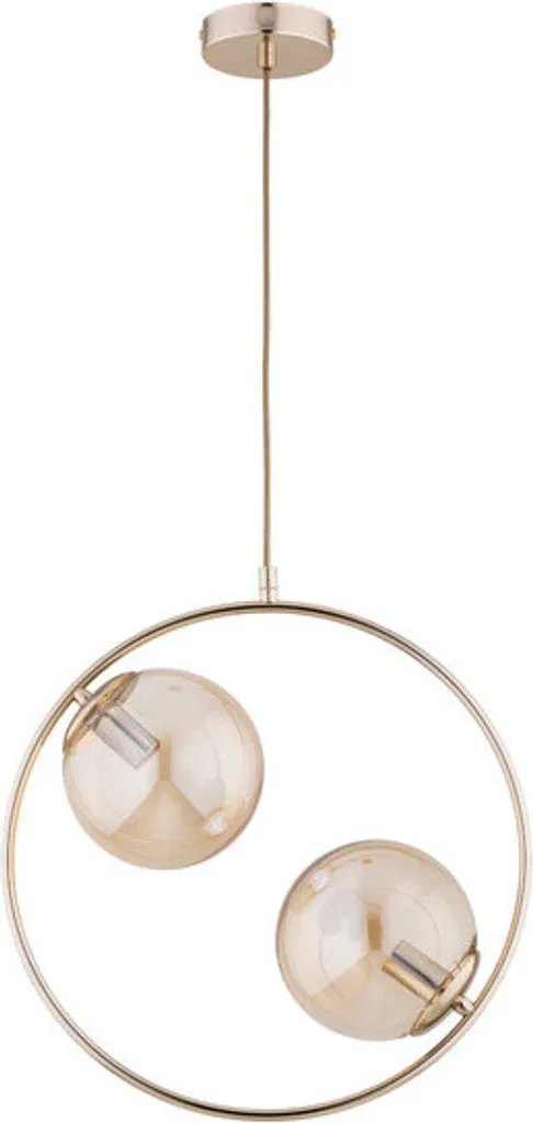 Lustre suspension design moderne ADINO anneau métal et globes or 2xE14