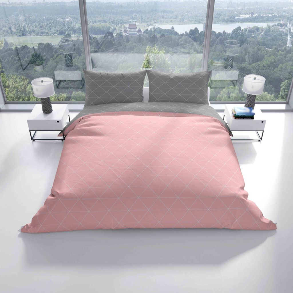 3 Tlg Bettwäsche-Set 200x220 Cm Uni Grau