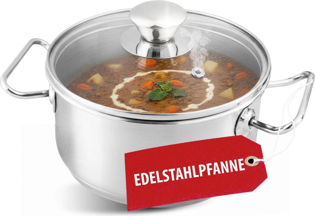 Kochtopf MagicHome Chloe, Topf, 16 cm, 1,5 Liter, mit Glasdeckel, Edelstahl