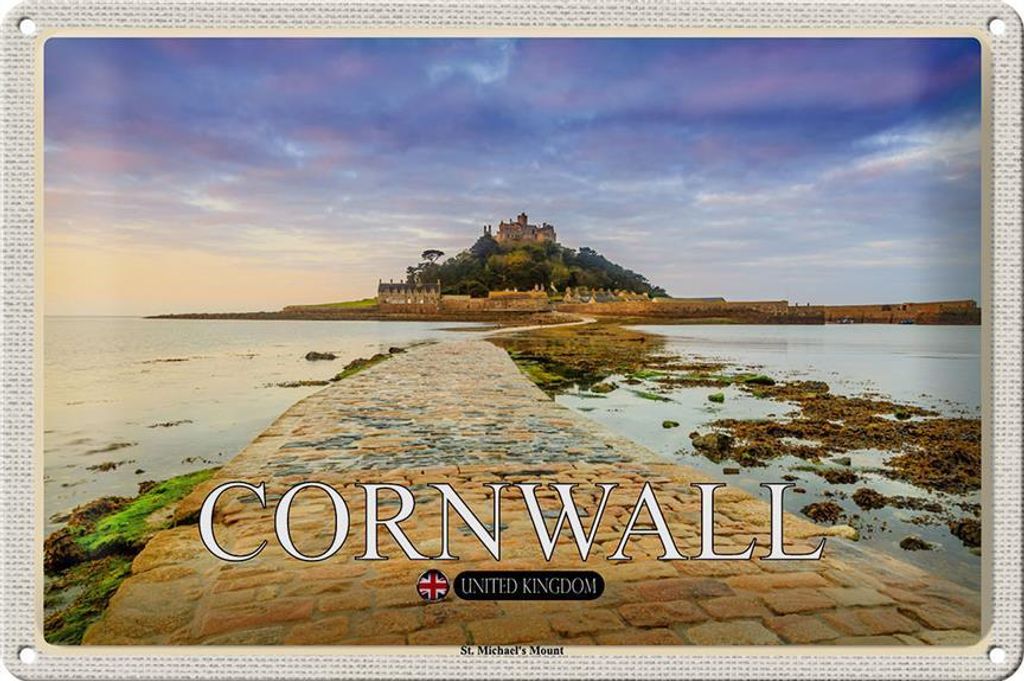 Blechschild Städte Cornwall St. Michael ́s Mount 30x20cm