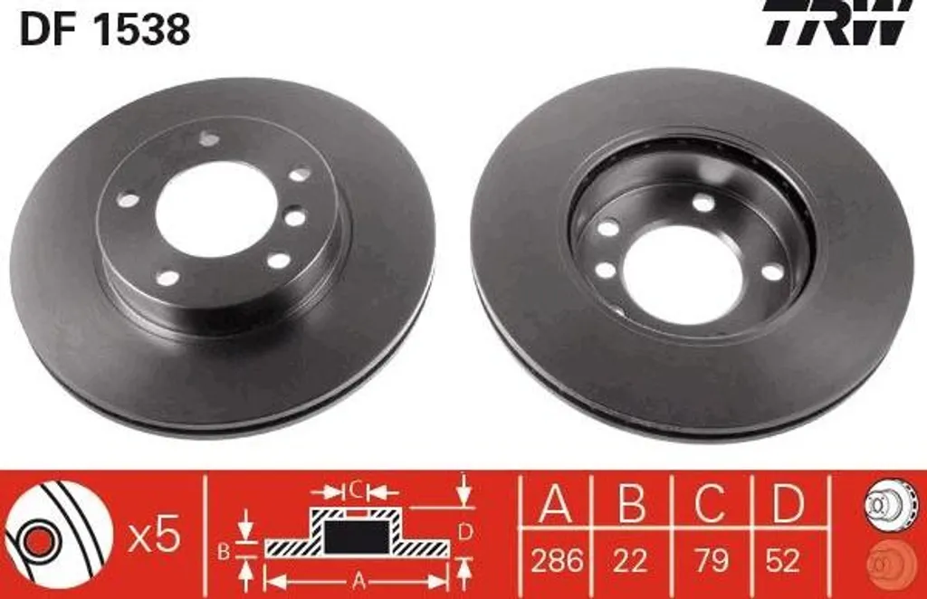 Équipez votre BMW avec le disque de frein TRW DF1538 pour un freinage optimal