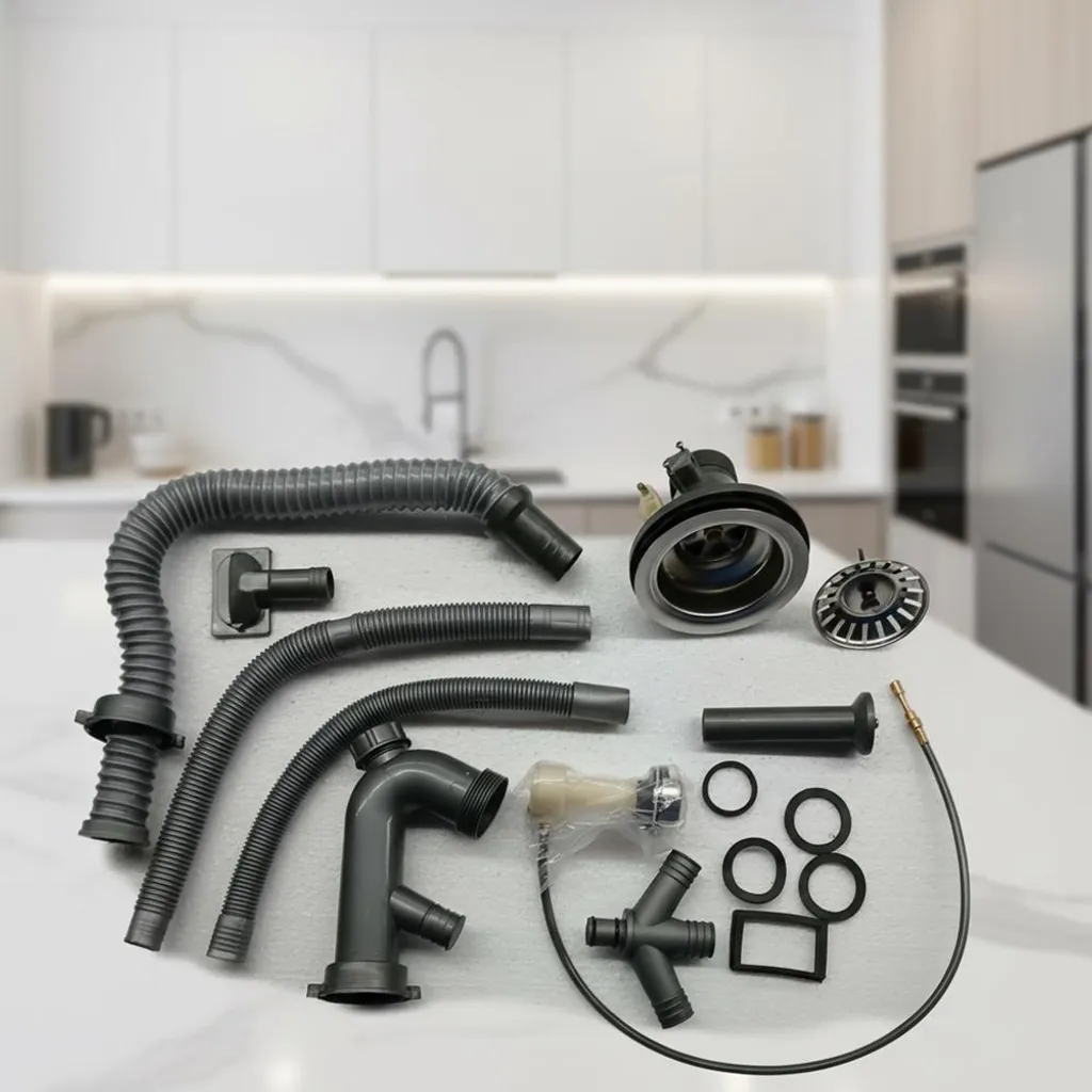 Garniture d'écoulement anti-fuite pour lavabo - Kit complet 14 pièces