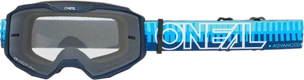 Masque Oneal B-10 Bleu Rayé avec Écran Transparent Taille OS Mixte