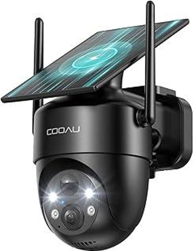 COOAU Überwachungskamera Aussen Akku Solar-2K Outdoor WLAN Kamera Überwachung Aussen mit Kabellose Installationsfreie Solarpanel, KI-Erkennung, 3...