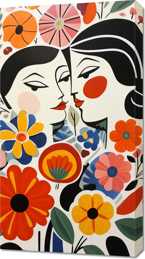 Image Romance Florale 50x90 cm - Toile Verticale aux Couleurs Douces