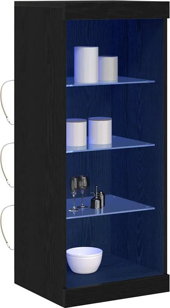 Credenza LED Rovere Nero 41x37x100 cm | Mobile Moderno Salvaspazio