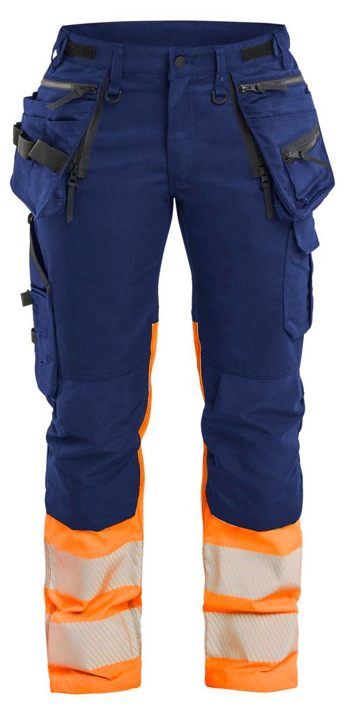 Blakläder Damen High Vis Arbeitshose Stretch 7030, Farbe:Marineblau/Orange, Größe:D19
