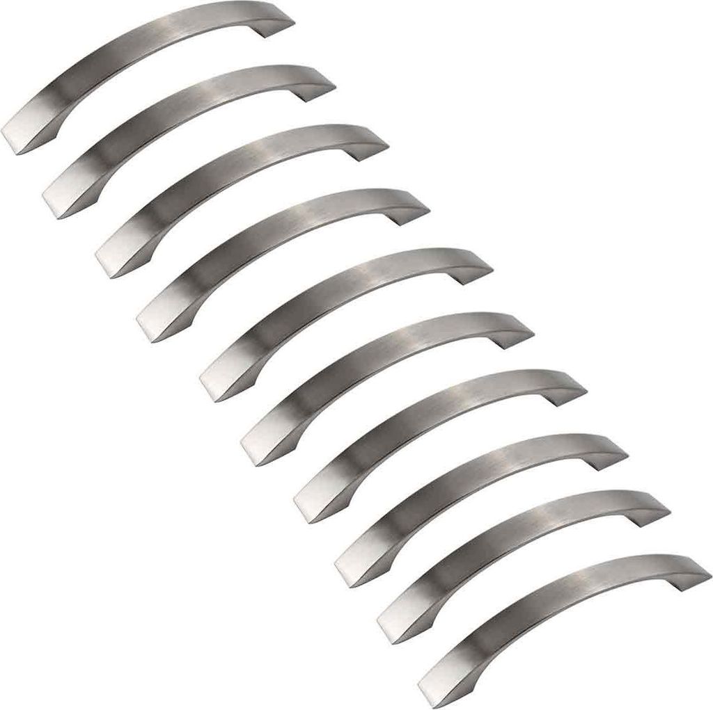 Set mit 10 Küchenschrankknöpfen – verchromt – Türgriffe aus gebürstetem Nickel, Schubladengriffe aus Edelstahl, 96 mm Lochabstand