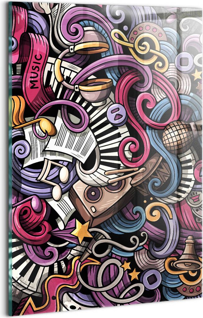 Designer Glasbild - Wandbild - Glas Bild - 20x30 cm - Musikinstrumente