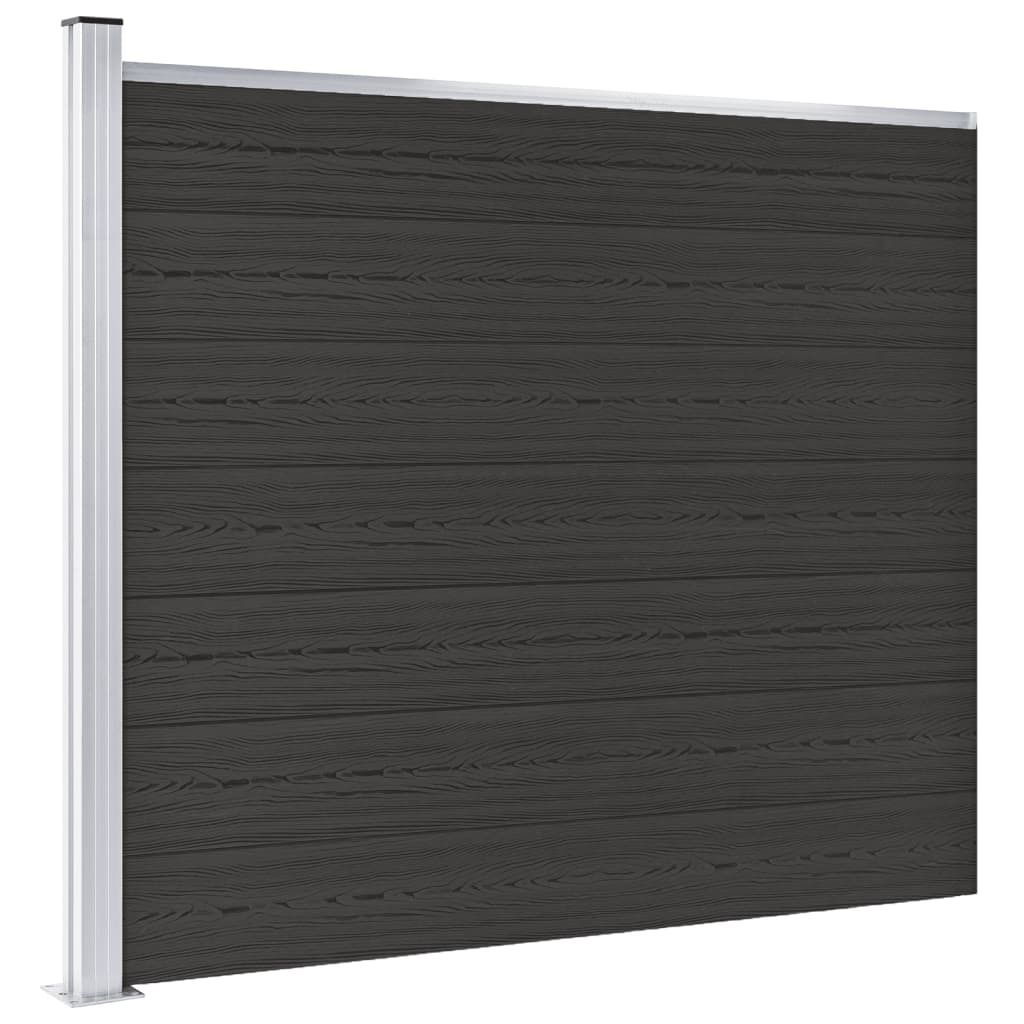 vidaXL Zaunelement WPC 175x146 cm Schwarz Produktbild 