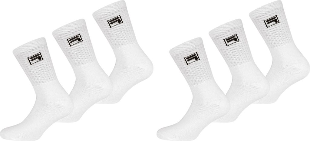FILA Tennis Socken Herren Damen F9000 Crew 6 Paar - Farbe: weiss 6 Paar - Größe: 39-42