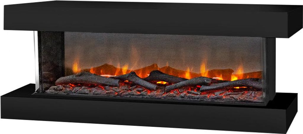 Xaralyn Elektrischer Wandkamin - Disegno 120SB - schwarz Holz - 1400 Watt Heizung - mit Fernbedienung - 3-seitiger Elektrokamin - Dekokamin