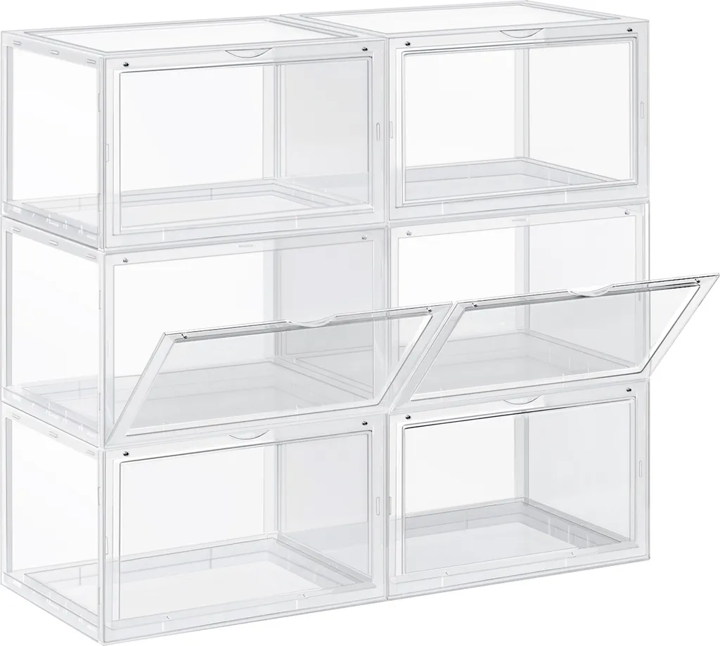 Scatole per Sneakers SONGMICS Set 6 Organizer Scarpe Plastica Trasparente