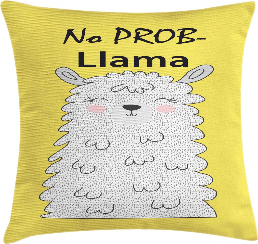 ABAKUHAUS Lächeln Kissenbezug, Kein Prob-Lama Humorvoller Entwurf, aus Farbfesten Waschbaren Stoff Beidseitiger Druck mit robusten Reißverschluß...