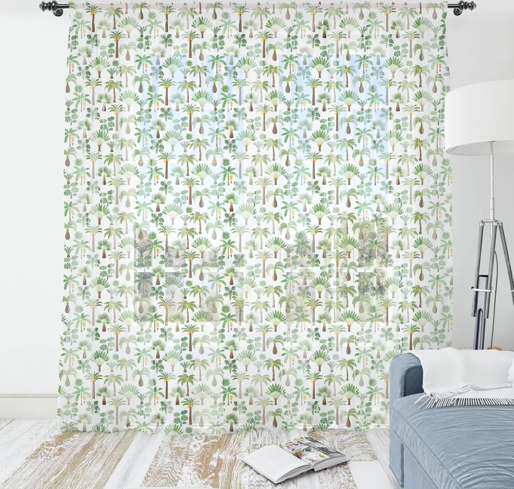 Tapisserie Tropicale ABAKUHAUS Motif Exotique Satin Vert 180 x 274 cm