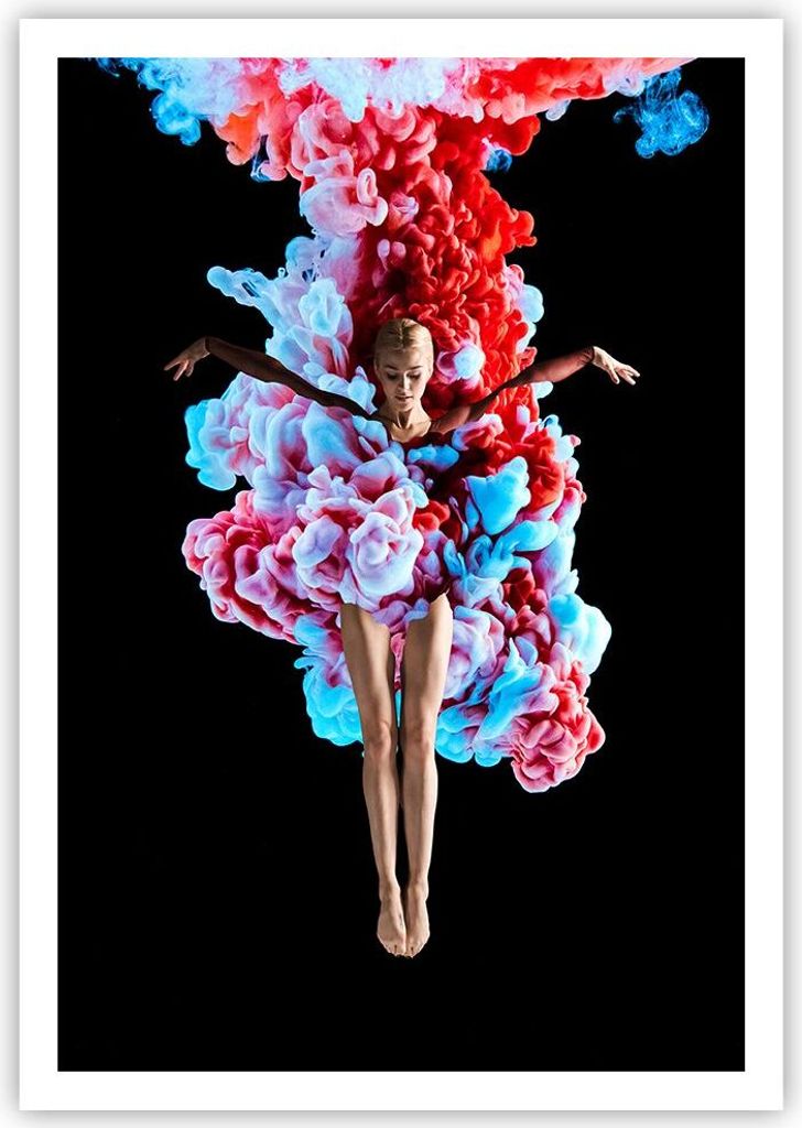 Poster - Poster ohne Rahmen - Mädchen bunt Rauch - 70x100 cm - Wand Bild - Wanddeko - Wandbilder - Kunstposter - Wandposter - Bilder - Kunstdruck ...