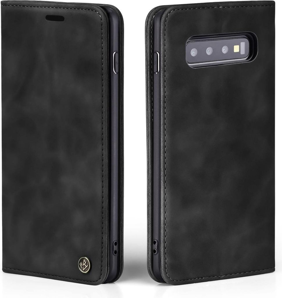 Handy Hülle für Samsung Galaxy S10 Klapphülle Bookcase Flip Cover Handy Tasche Etui Farbe: Schwarz
