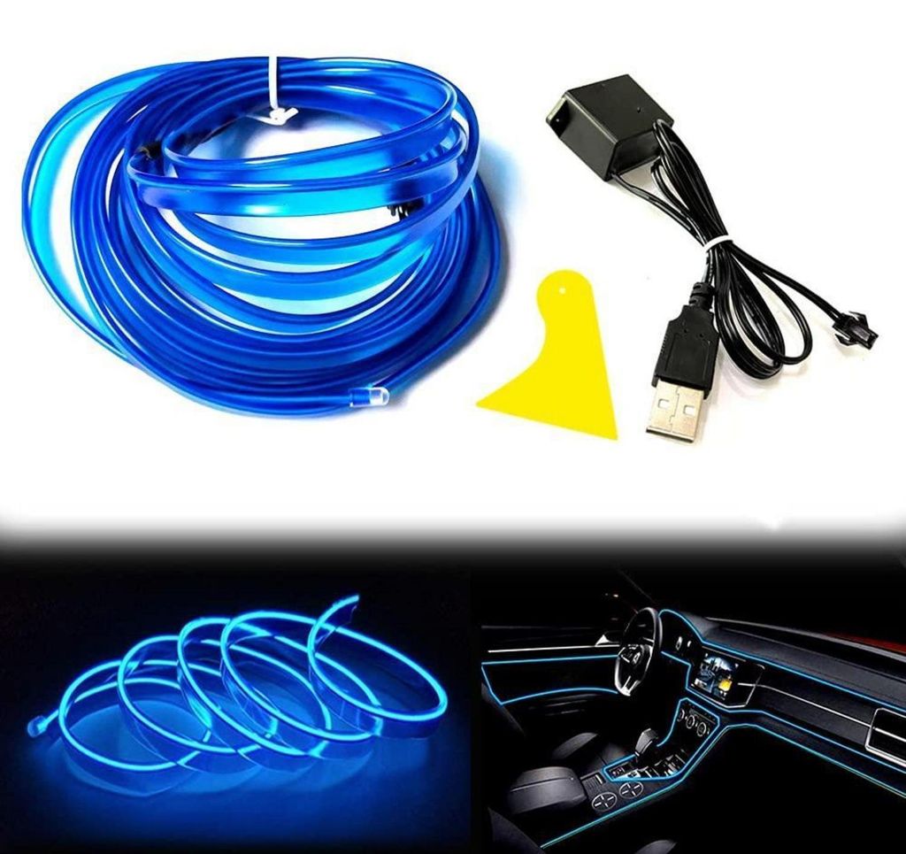 EL-draad, blauw, 10 meter, flexibele neonbuis, 5V DC, voor Productafbeelding 