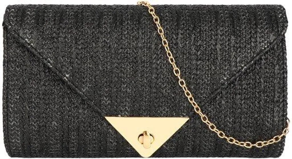 Pochette en raphia noir pour femme - Sac à main élégant artisanal