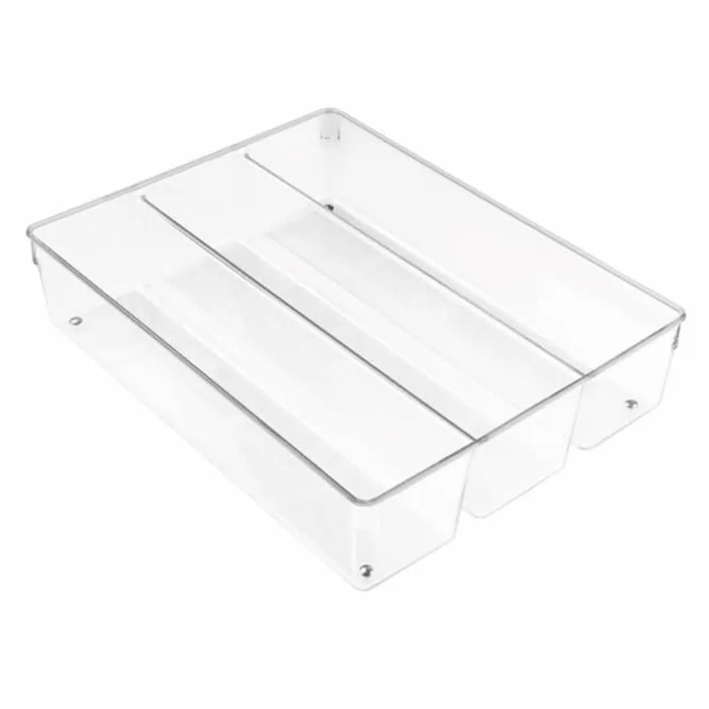 Organiseur de Tiroir Anti-Désordre Transparent avec 3 Zones de Tri