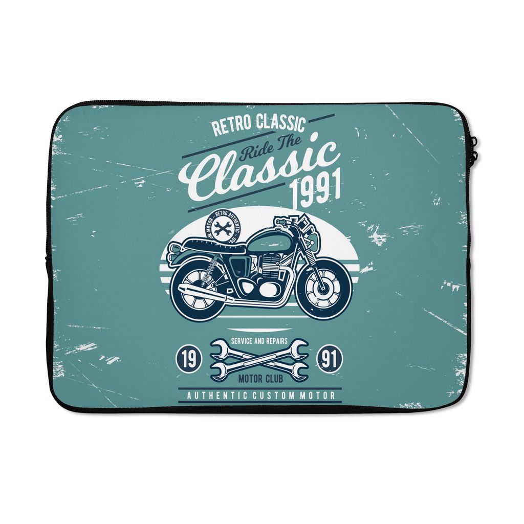 MuchoWow Laptop Hülle 13 Zoll Motorrad - Werkzeuge - Retro Laptoptasche - Laptophülle - Sleeve - Rundumschutz
