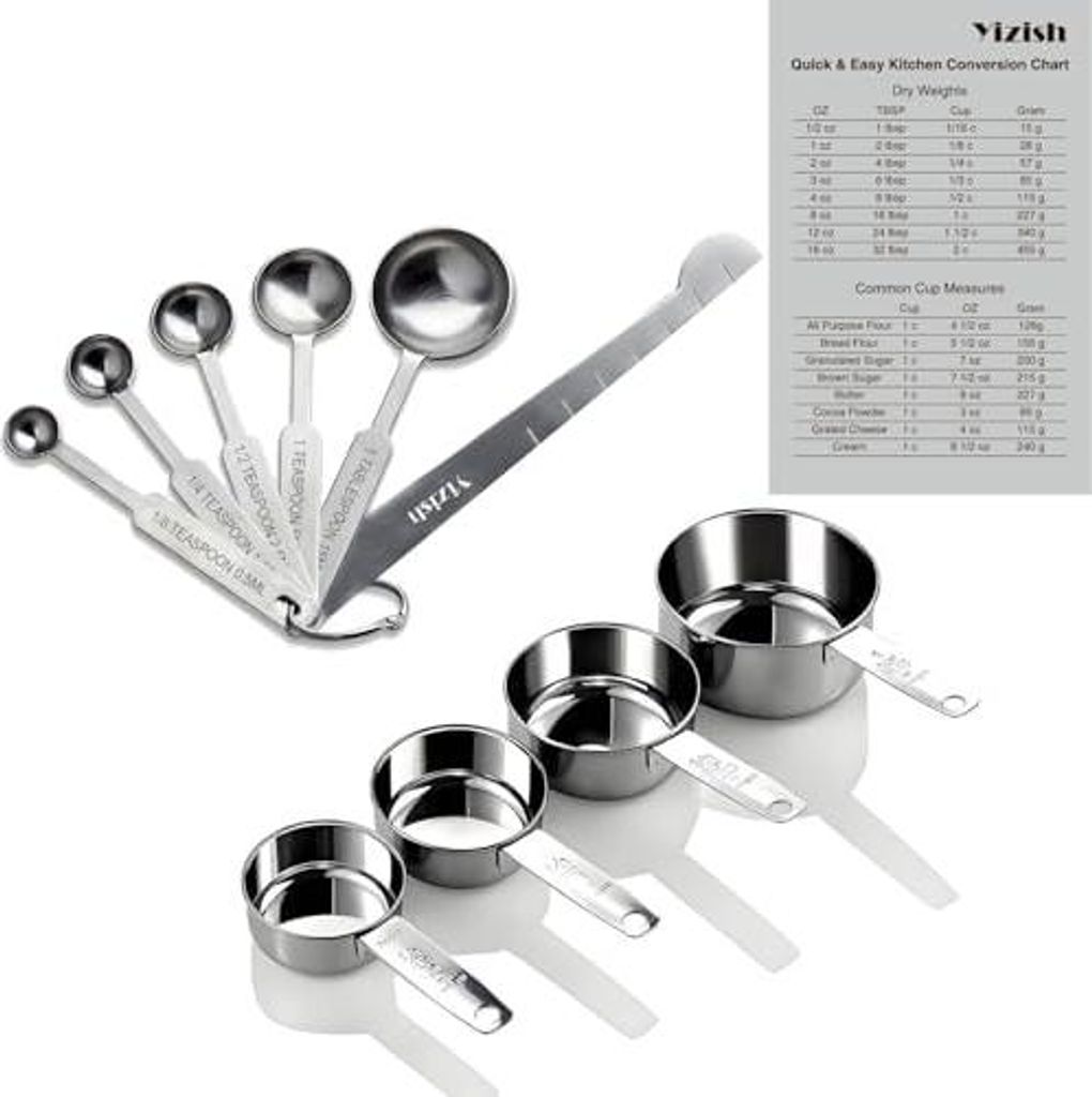 Edelstahl Messbecher und Löffel mit Meßlineal, Küche Produktbild 