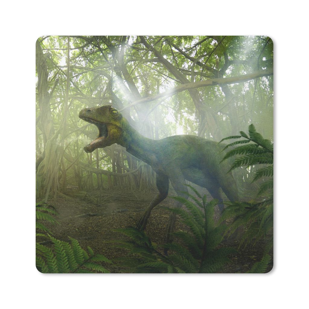 MuchoWow Mauspad Mousepad Dinosaurier - Dschungel - Pflanzen 20x20 cm - Mousepads - Maus Mat - Pad - Mausunterlage - Desk Mat - Bureauartikeln