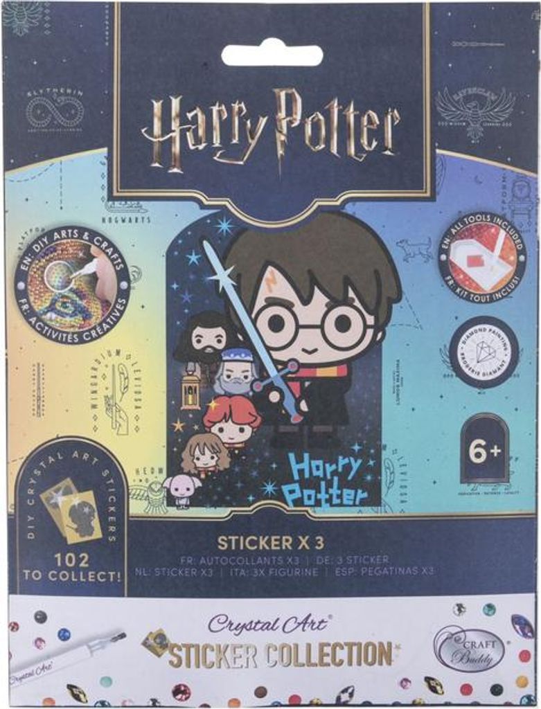 The image shows the packaging of a Harry Potter sticker collection set.