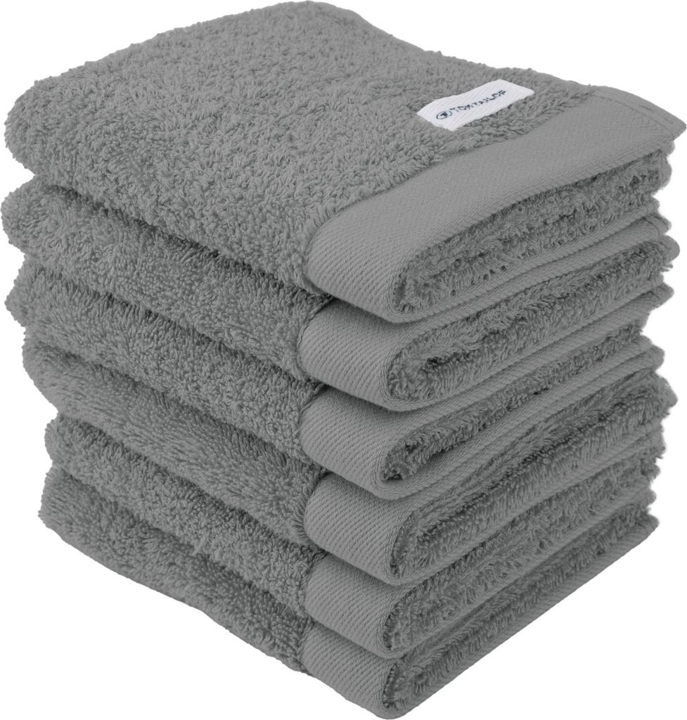 TOM TAILOR Gästehandtuch, 6er Pack - Color Bath Guest Towel, Frottier, Baumwolle Grau 30x50cm