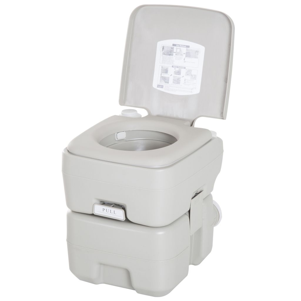 HOMCOM Tragbare chemische Toilette, mobiles Badezimmer-WC, 20 l, mit abnehmbarem Abwassertank und Wassertank für Camping, Reisen, ältere Menschen...